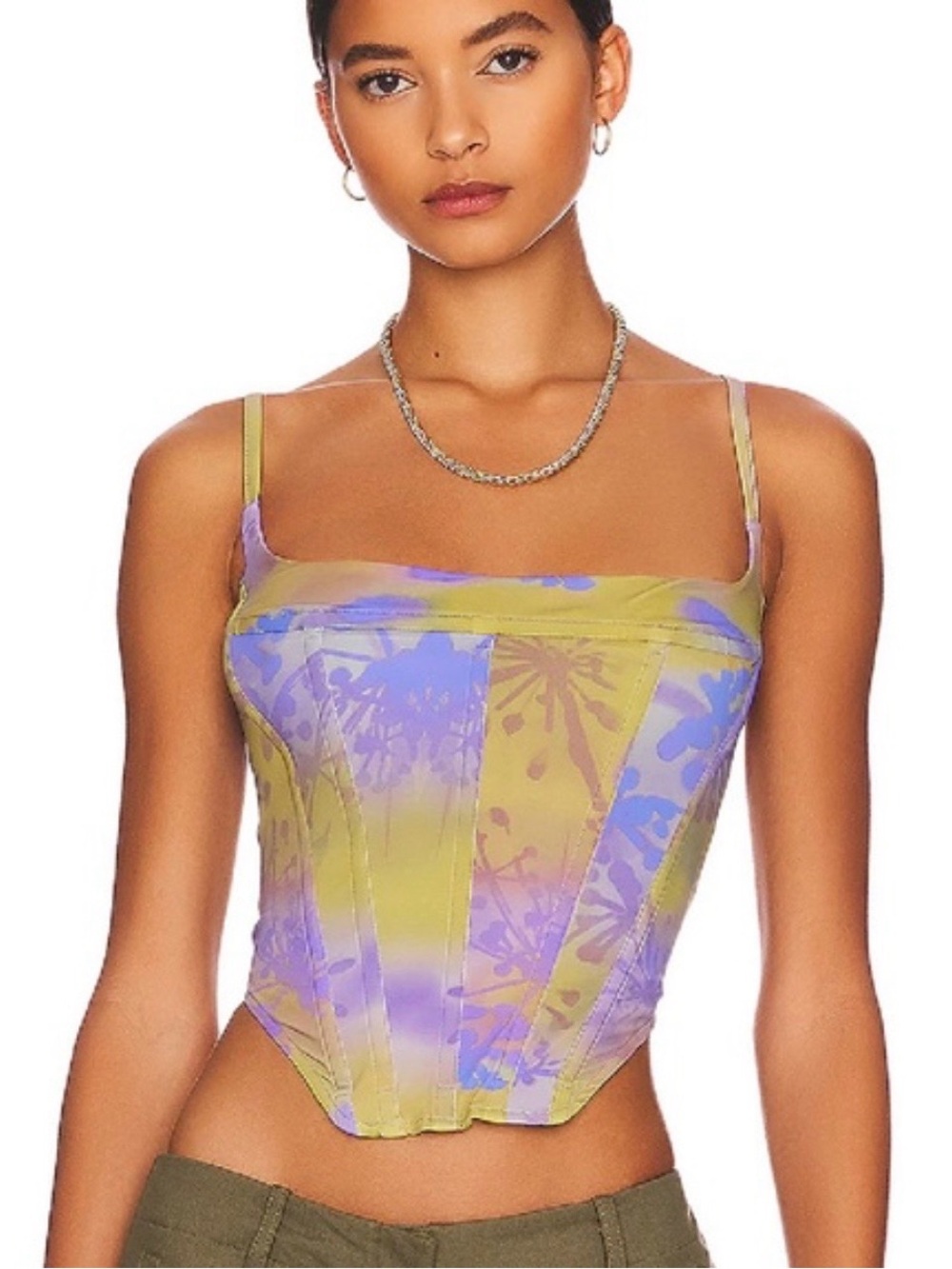 Miaou Purple & Olive Floral Print Corset - Picture 2 of 5